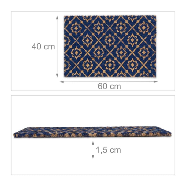 Dørmatte kokosfiber med blomstermønster