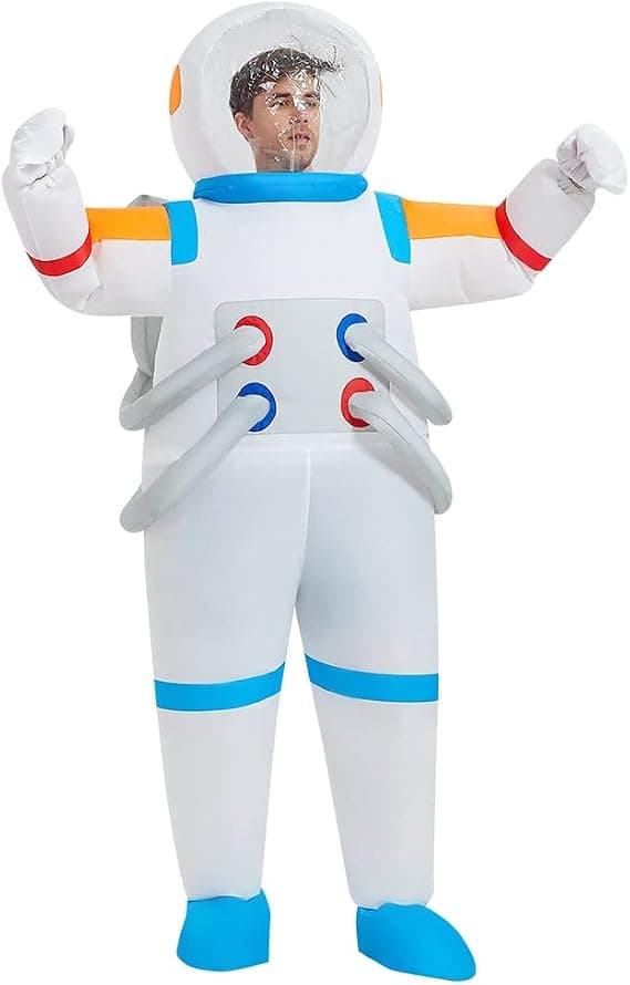 Oppusteligt astronautkostume til voksne, Halloween-kostume, unisex, 100% polyester