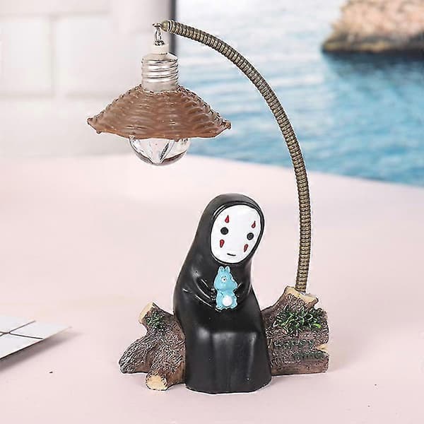 Spirited Away No Face natlampe Chihiro Miyazaki anime-figur 21 cm sort