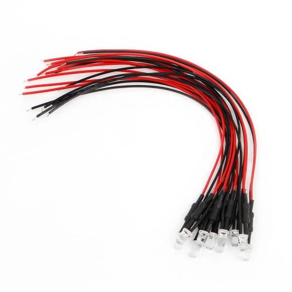 10 stk DC 24V 18cm 5mm Forhåndskablede LED-lamper Pære Emitterende Dioder Rød