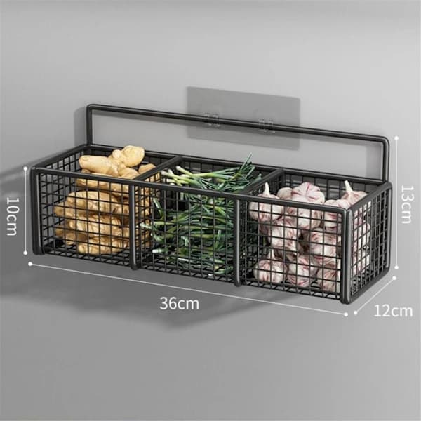 Metal Storage Basket, Kitchen Storage Organizer, Multifunctional Wall Baskets for Cabinets and Dining Room