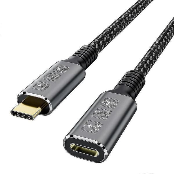 Thunderbolt 4 Forlængerkabel, USB-C Kabel Han til Hun Understøtter 8K/5K@60Hz Video / 40Gbps Dataoverførsel / 100W Opladning (0.8m)