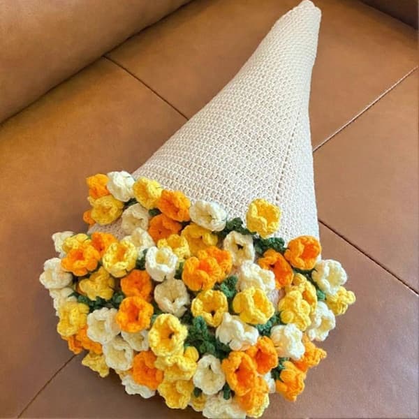 90 cm Heklede Blomsterteppe Uferdig DIY Strikket Teppe for Kvinner Morsdag Bukett Bursdagsgave - Perfekt Blå Blue