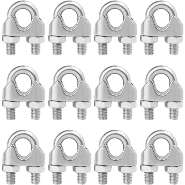 12 stk 1/2 Wire Rope Clips Kabelklemmer M12 304 Rustfrit Stål Rigning