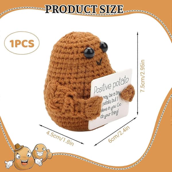 Mini Positiv Potatis 7,5 cm Stickad Plysch Fickkram