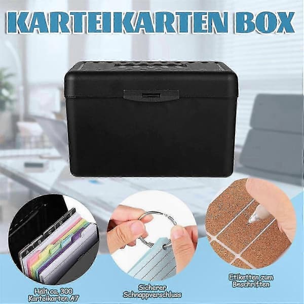 6-Ring Index Card Storage Box with Stickers for School Organization