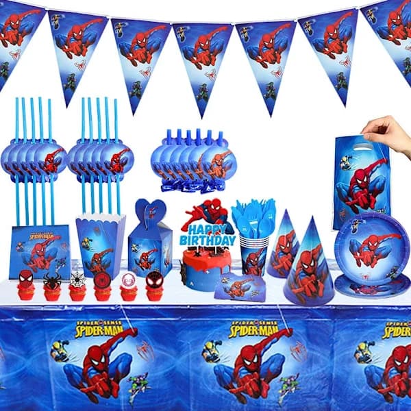 Superhelt Spiderman-tema barnebursdag tilbehør serviett kopp bursdagsfest dekorasjonssett 7\" papptallerken (10 stk)