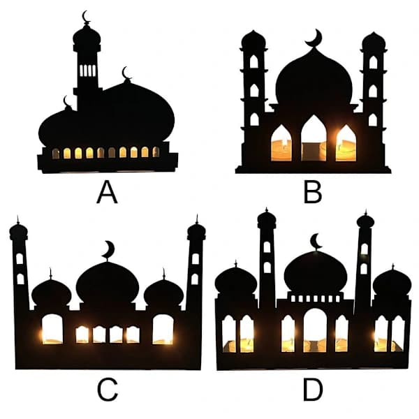 Eid-håndverk Slott Lysestake Ramadan Mubarak Lampe Dekorasjon