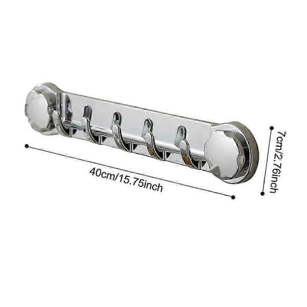 Multifunctional Bathroom Wall Hooks Hanger Rod, Powerful Suction Cup Drill-Free Wall Mounted Shelf Robe Coat Bath Towel Hooks 2PCS 2PCS