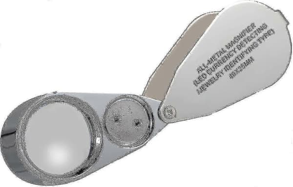 Juwelerares Lupp 40x Förstoring Metall Vikbar LED UV