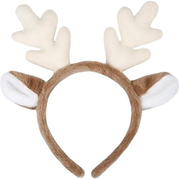 Julemandstiara med rensdyrhorn Hvid White