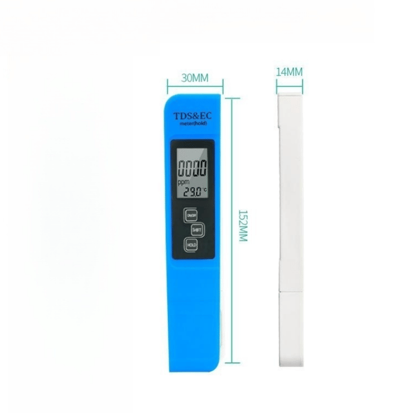 TDS-måler digital vanntester 3-i-1 TDS temperatur EC-måler 0-9999 ppm med bæreveske