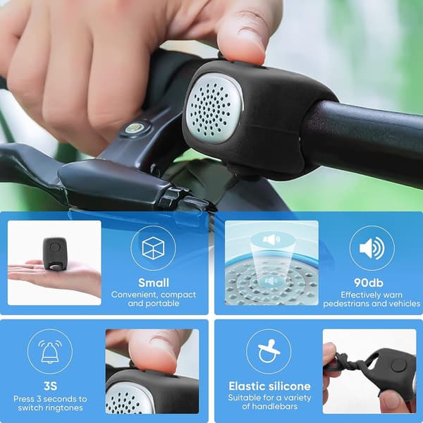 Svart elektrisk cykelklocka, vattentät