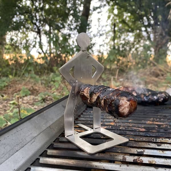 Pølseholder for Pølsestativ Bærbart BBQ Grillstativ i Rustfritt Stål, 27x7x7 cm