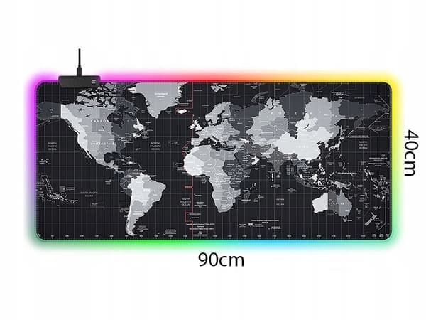 Gaming musemåtte med LED-belysning – 90 x 40 cm