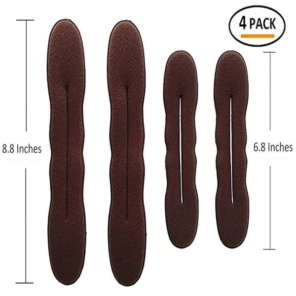 Magic Hair Bun Maker 4-pack (2 Small, 2 Large) Foam Bun Shaper Accessories Strong Flexible Reusable