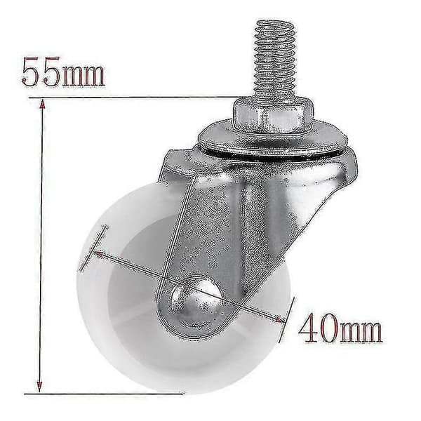 5 kpl/erä pyörä 1,5 tuumaa valkoinen PP universaali M6-kierre halkaisija 4 cm