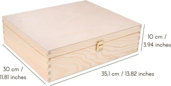 Presentförpackning - Creative Deco - Trälåda för vin - 3 flaskor - 35 x 30 x 10 cm - Obehandlad Trä