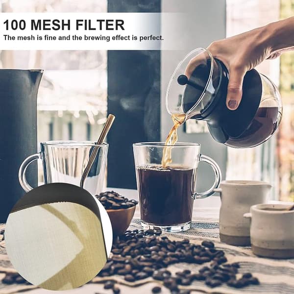 2 stk gull 304 stål kaffefilter 10 cm 100 mesh permanent kaffe