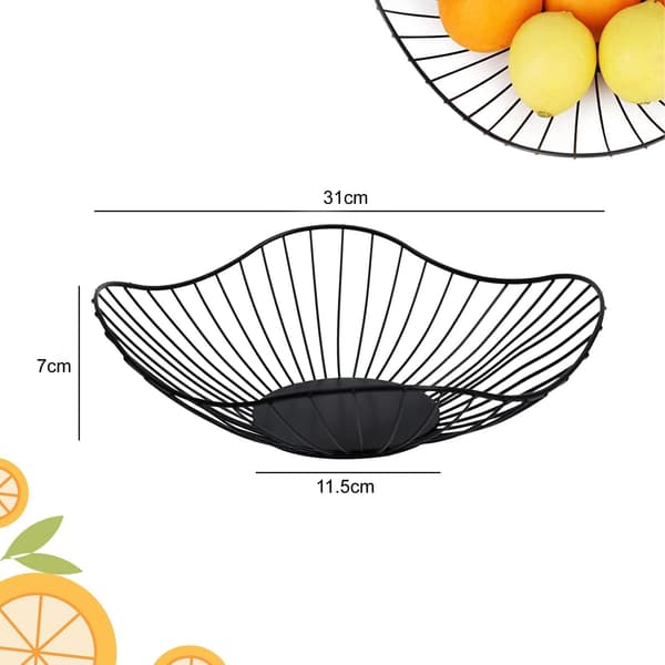 Black metal wire fruit bowl for storing fruits and vegetables
