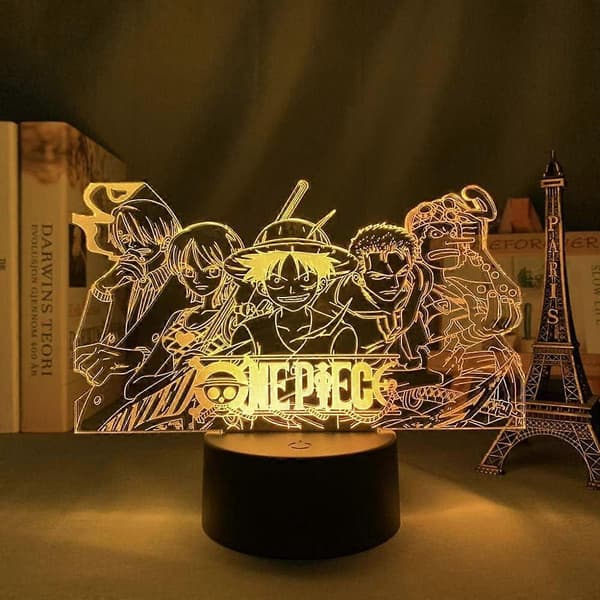 One Piece LED-natlampe 3D optisk illusion akrylplade børneværelsesindretning