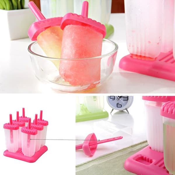 Plastic Ice Pop Molds, 6-Pack - Ice Pop Molds for Homemade Ice Cream and Ice Pops Blue Blå