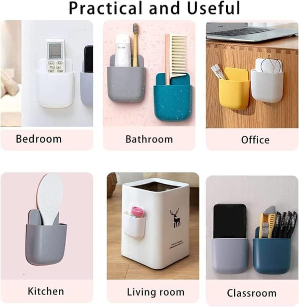 6PCS Multifunctional Storage Box Container, Wall-Mounted Organizer Box for Mobile Phone Charging Stand for Home and Office