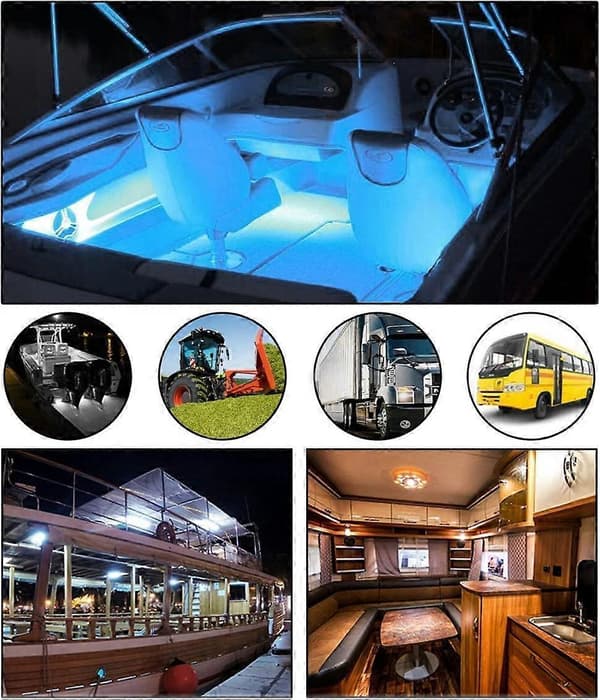 4-pack LED Boat Light 12V Round Marine Light LED Transom Light for Boat Dec white white