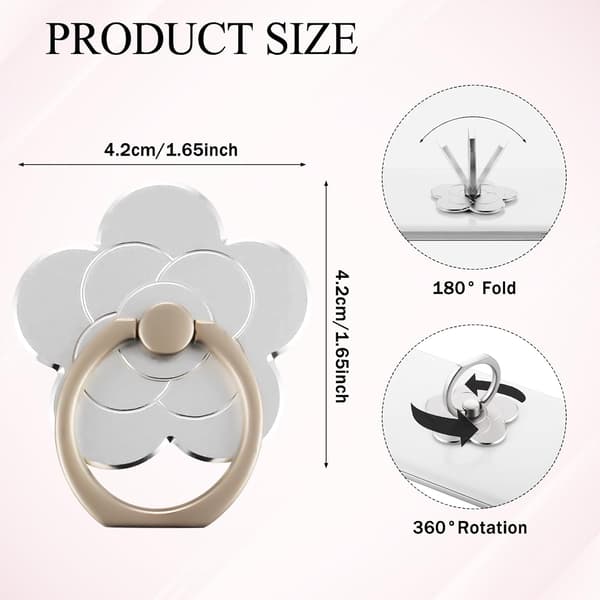 2 stk Telefonringholder Fingerring Blomst Metall Universelt Kompatibelt Tilbehør Sølv 2stk 2pcs Silver