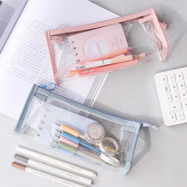 Transparent Pencil Case Large Capacity Simple Pencil Case Kawaii Cosmetic Bag School Study Office Supplies