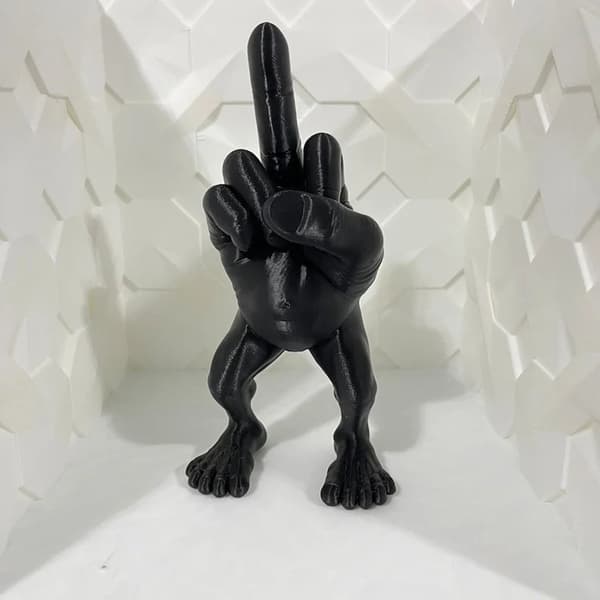 Harpiksfigur med langfinger - Morsom figur - Unik kontordekorasjon grå 7,5 cm Grey 7.5cm