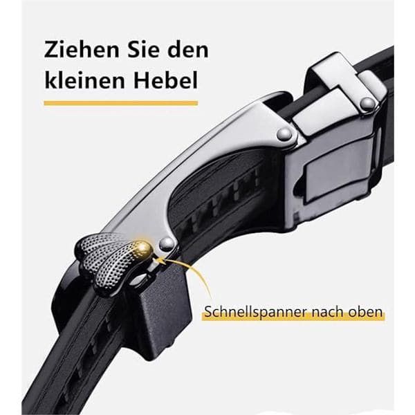 Herrebælte med automatisk spænde, Sort, 3,5 cm, 120 cm, PU Belt
