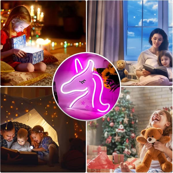 Unicorn Neonljusskylt med Strömbrytare, LED Unicorn Light, USB, Flickrum, Sovrum, Barnrum, Fest, Present