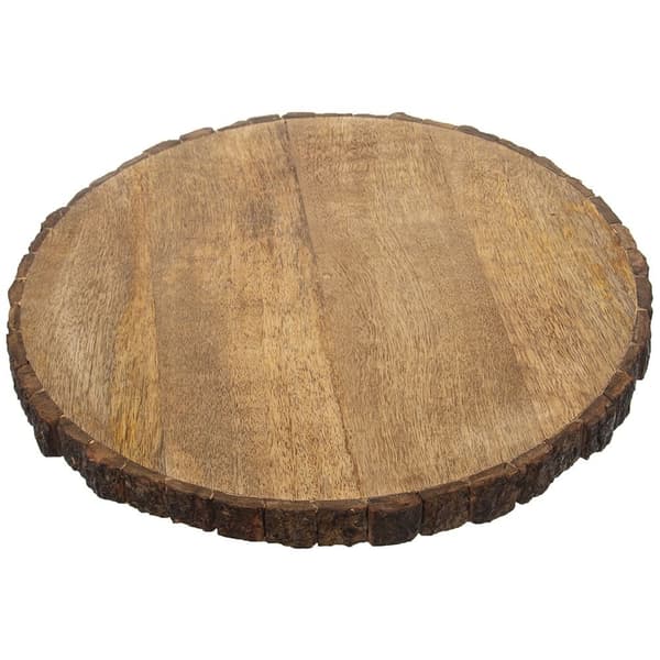 Dekorativ treplate i mangotre med bark for mat og lys