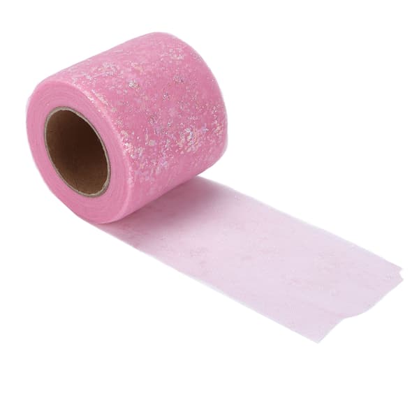 Tyullstoff DIY Håndverk Slitasjebestandighet Symfoni Polyester Lett Bærbare Tyullruller 6cm Lys Rosa
