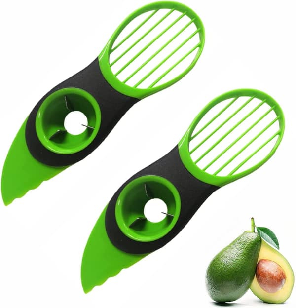2 Pcs Avocado Slicer Multifunctional Fruit Cutter Peeler Pitter 3-in-1 Avocado Tool for Fruit Kiwi Mango