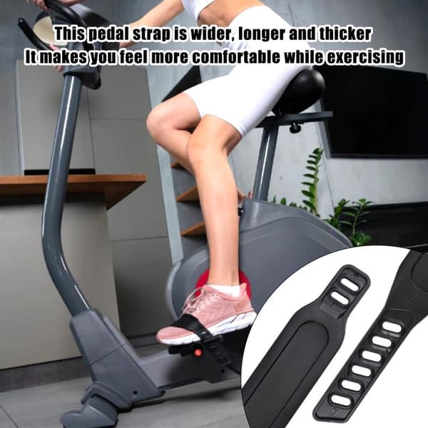 Adjustable Pedal Straps, 3 Pairs, Universal Rubber, for Exercise Bike and Bicycle, Black