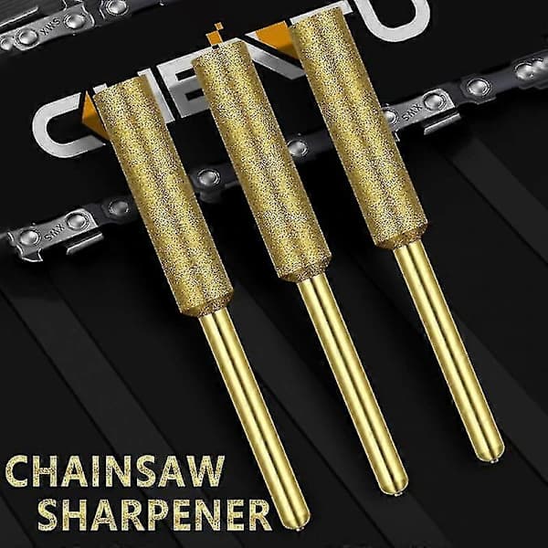 12 Pcs Chainsaw Sharpening Bits Titanium Coated Diamond Grinding Burrs for Dremel Chainsaw Chain Sharpening 5.5mm 5.5mm 5.5mm