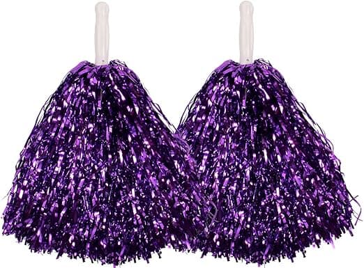 Violetit cheerleader-pom-pomit metallinhohdolla kaikissa väreissä