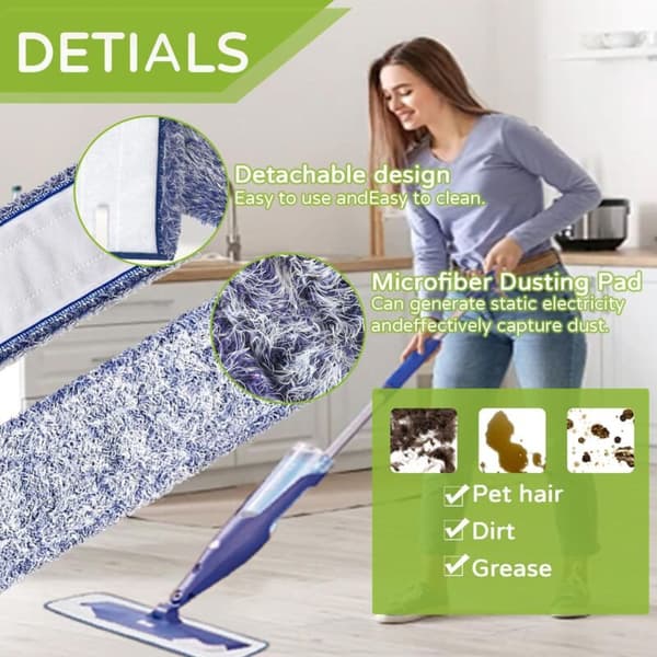 Sæt med 3 vaskbare genanvendelige mikrofiber-moppepuder 18 tommer til Bona