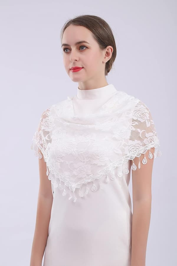 Triangulært blondeslør Mantilla for latinsk messe hodeplagg bomull