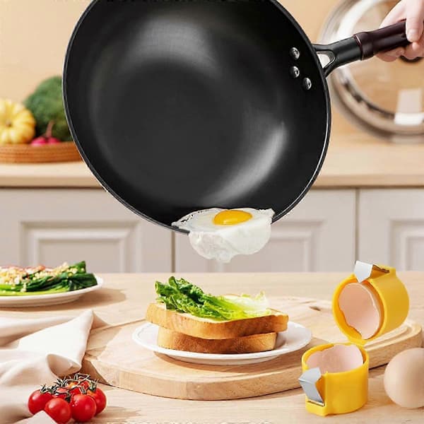 3 stk Eggeskallåpner, 2025 Ny Eggknekker for Rå Egg, Håndholdt Eggbryter Multifunksjonell Eggeskjærer Eggknekker og Separator-T2
