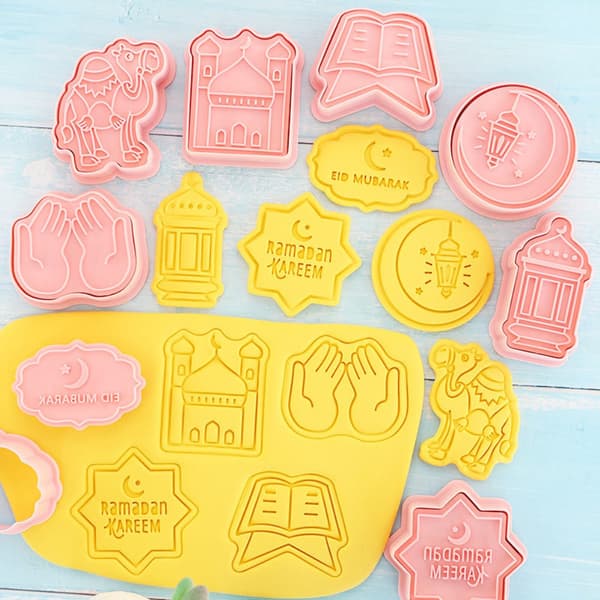 8 stk Eid Kakepynt DIY Kutter 3D-former for Fondant Kake Kjeks Bakverk Fudge Ramadan Festdekorasjon