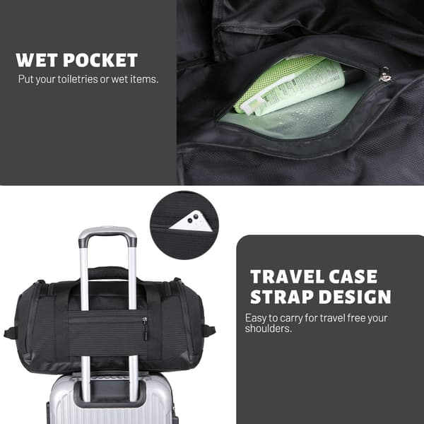 Black travel bag Gym bag with shoe compartment