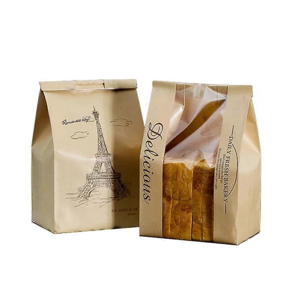 Storage Bag for Baked Bread, Paper Bag for Bread, Bread Packaging Bag with Transparent Front Window