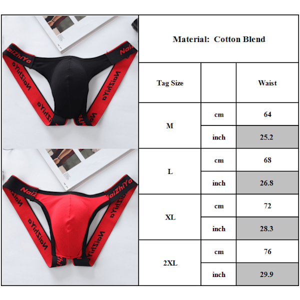 Herrunderkläder Sportbyxor Jockstrap Snabbtorkande Trosor Blå L # 4-Blue L