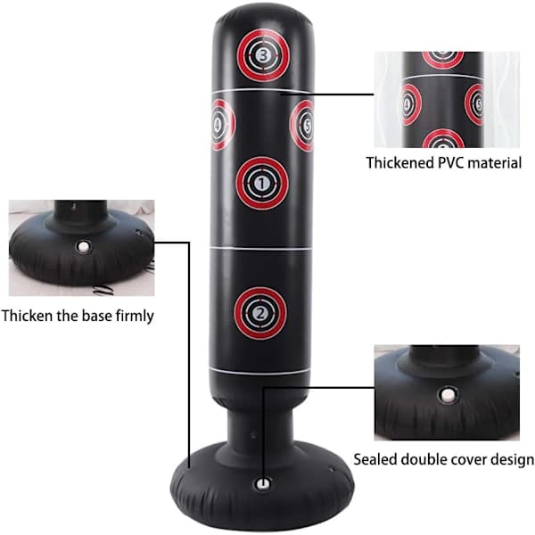 Inflatable freestanding punching bag for kids 160 cm, black