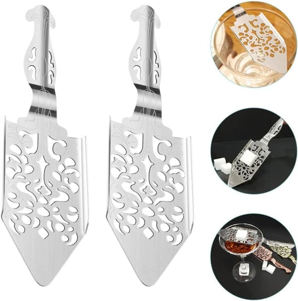 Silsil Drinking Spoons 2 pcs Dandelion Cocktail Bar Glass Cup Filter Hollow Fountain Spoon Drip