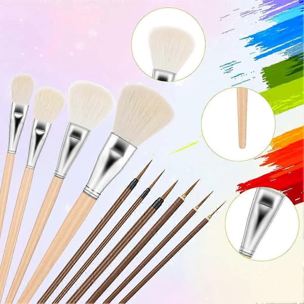 11 Pieces Ceramic Glaze Tools Various Shapes Wooden Ceramic Brushes Ceramic Brush Set for Students Artists Adults