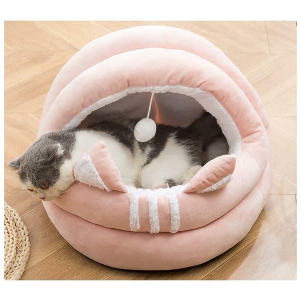 Kattkoja, halvstängd, rosa, 40 x 40 cm, för katter under 9 kg